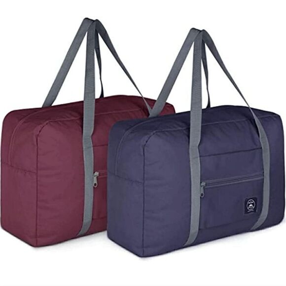 2 Pack Foldable Travel Duffel Bag for Airlines Carry on Bag Weekender Overnight - Picture 1 of 6